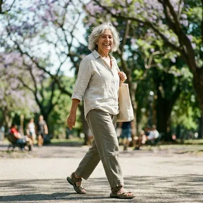 Mujer sana caminando